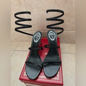 Black High-heel sandal. Featuring open toe